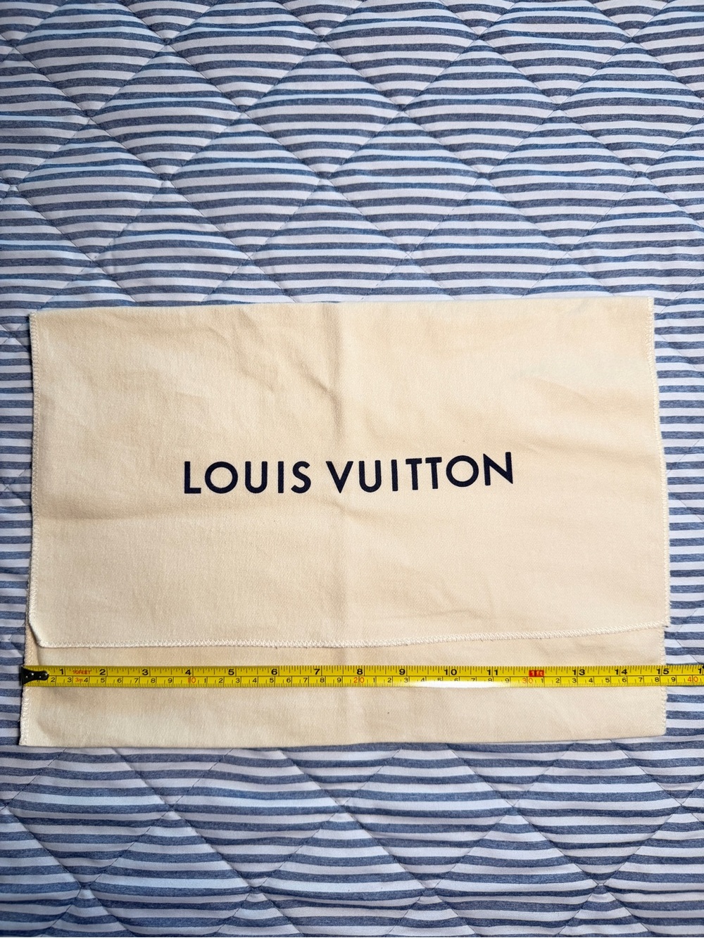 Louis Vuitton Cream Canvas Dustbag Pouch with Black Logo 15W x 10.5L